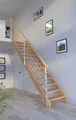 Holztreppe Mykonos Gerade-Eiche-Design Geländer-Holzrundstäbe-ohne Setzstufen