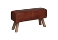 Marrakesch Orient & Mediterran Interior Sitzbank Sitzbank Adenike 85 cm – Lederbank mit Rillenpolsterung & Holzgestell (1-St), Handarbeit