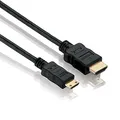 HDSupply 4K 30hz 4:4:4 High Speed mini HDMI Kabel zu HDMI Kabel mit Ethernet 0,50m (HEAC|ARC), vergoldete Anschlüsse, HDMI 1.4 (4K 30Hz, 1080p 60Hz), Ferrit Filter, 10,2 GB/s, schwarz