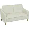 HOMCOM Sofa 2 Sitzer kleine Couch mit Sherpa-Fleece-Optik, Dick Gepolstert Polstersofa Modern 137 cm Doppelsofa für Wohnzimmer, Schlafzimmer, Cremeweiß