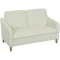 Sofa 2 Sitzer kleine 137 cm Couch mit Sherpa-Fleece-Optik Cremeweiß
