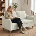 Sofa 2 Sitzer kleine 137 cm Couch mit Sherpa-Fleece-Optik Refurbished