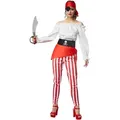dressforfun Piraten-Kostüm Frauenkostüm Freibeuterin der Meere, Freibeuterin-Outfit in rot-weiß-schwarzem Look rot S | S
