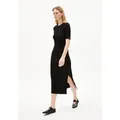 Armedangels Maxikleid SEHAARAA Ripp-Jerseykleid aus Bio-Baumwoll Mix Fitted schwarz XL (44)