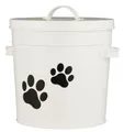 Ib Laursen Pflanzeinsatz Eimer mit Deckel 5L Futtereimer Hund Katze Weiß Pfotenmotiv Ib