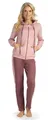Consult-Tex Damen Pyjama Freizeitanzug Hausanzug Homewear Suit Jogginganzug Pyjama Baumwolle Reißverschluß DW100 Bordo 44/46