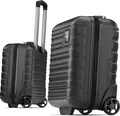 TRAVELY Premium Handgepäck Koffer 40x30x20cm - passend für Ryanair, Lufthansa, Eurowings und co. I 26L Trolley Handgepäck mit sanften Rollen, Reisekoffer, Schwarz