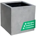 VIVANNO Pflanzkübel Fiberglas BLOCK Würfel - Betongrau Beton-Design (1 St), 60x60x60 cm grau 216 l | 60 cm x 60 cm x 60 cm