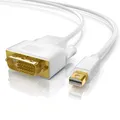 Mini DisplayPort Stecker auf DVI Stecker Adapter PC Mac FullHD 1080p HDCP 3,0m