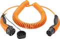 LAPP 61799 - Typ 2 Kabel, Spiral, 11 kW, 20 A, 3-Phase, 5 m, orange