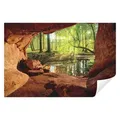 Wallarena Fototapete 3D EFFEKT Wald Höhle Sonne Grotte Panorama Wohnzimmer Schlafzimmer, Glatt, 3D-Optik, Tapete inklusive Kleister Vliestapete Motivtapete 3.12 m x 2.19 m