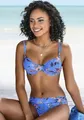 s.Oliver Bügel-Bikini-Top "Maya", mit Doppelträgern und floralem Design, Gr. 36 - Cup C, blau-bedruckt Cup C