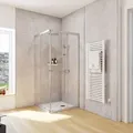 Duschkabine Corner Eckeinstieg Mit Schiebetüren, Montage Auf Duschwanne Oder Fliese, Glas: 4 Mm Esg Sicherheitsglas Klar Hell, Profil: Silberfarben, Größe: 80 X 80 X 180 Cm - Schulte