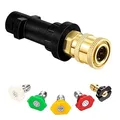 Hochdruckreiniger Pistole Adapter 6,35 mm Sprühdüse Spitzen Sets Messing Buchse Schnellverbinder für Kärcher K2 K3 K4 K5 K6 K7