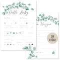 Things of Happiness 20 x Babyparty Ratespiel Karten zum Ausfüllen | Baby Tippkarten Jungen & Mädchen | Spiel Babyshower Party | Geschenk Geburt mit Wünschen fürs Baby (Eucalyptus)