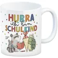 speecheese Tasse Tiere zur Einschulung Kaffeebecher mit Spruch Hurra ich bin Schulkind