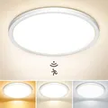 NIBSHOOM LED Deckenlampe mit Bewegungsmelder, 3000K/4000K/6500K 24W IP44 Wasserfest Deckenleuchte Innen, mit Radar Bewegungssensor und Dämmerungssensor Lampe für Flur Bad Treppe Balkon Garage, 30cm