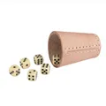 Würfelbecher (echt Leder) Standard (9 cm) mit 6 Würfeln 5902