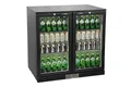METRO Professional Getränkekühler GBC1002, Getränkekühlschrank mit 2 Glastüren, Flaschenkühlschrank mit 6 Einlegeböden, Energieklasse D, 160W, Temperaturbereich: 0 bis +10°C, 200 L, Schwarz