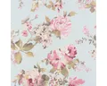 SCHÖNER LEBEN. Stoff Dekostoff Meterware Classic Painted Rose Allover hellblau rosa 1,40m, atmungsaktiv