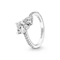 Pandora Timeless Doppel-Herz Funkelnder Ring aus 952 Sterling Silber mit klaren Cubic Zirkonia Steinchen 191198C01-58