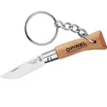 Opinel No 2 - Schlüsselanhänger mit Taschenmesser 3,5 cm Klinge und Holzgriff