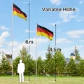 Fahnenmast Berlin 6m Aluminium mit Deutschland-Flagge Seilzug Flagpole 6 Meter !
