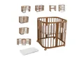 Waldin Babybett Mobiles Babybett aus Holz 7in1 mit Matratze, mitwachsend