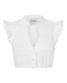 Nübler Damen Dirndlbluse Carla I Größen 30-42 I Spitzenbluse mit herzförmigem Ausschnitt & Flügelärmeln I Kurzärmlige Trachtenbluse mit Perlmuttknöpfen I Ideal für Dirndl & festliche Anlässe.