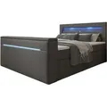Boxspringbett Repos mit TV Lift, USB und LED H3 (70-100kg) - Grau