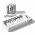 BONAI Akku Ladegerät AA AAA NI-MH NI-Cd Akkuladegerät Battery Charger LED Anzeige UAB Schnell Ladung Batterieladegerät mit AAA Akku 1100mah 8 Stück