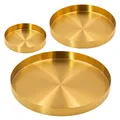 Blümelhuber Dekotablett 3er Set goldene Tabletts rund (3 St), dreiteiliges Set