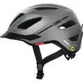 ABUS Stadthelm Pedelec 2.0 MIPS - Fahrradhelm mit Rücklicht, chirm, Regenhaube und MIPS-Aufprallschutz - für Damen und Herren - Silber Matt, Grö... - Silber