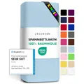 Jacobson Jersey Spannbettlaken Spannbetttuch Baumwolle Bettlaken (60x120-70x140 cm, Hellblau)