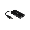 StarTech.com 3 Port Portable USB3.0 Hub with Gigabit Ethernet Adapter NIC - Hub - 3 x SuperSpeed USB3.0 + 1 x 10/100/1000 - Desktop (ST3300GU3B)