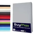 Buymax Spannbettlaken 160x200cm Baumwolle 100% Spannbetttuch Bettlaken Jersey, Matratzenhöhe bis 25 cm, Farbe Silber