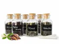 12 Gewürzgläser mit Korkverschluss 180ml mit Etiketten Gewürzdosen Vorratsgläser