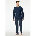 Schiesser Schlafanzug Casual Essentials (2 tlg) mit V-Ausschnitt blau 102