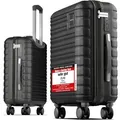TRAVELY Premium Handgepäck Koffer 55x40x20cm - passend für Ryanair, Lufthansa, Eurowings und co. I 36L Trolley Handgepäck mit sanften Rollen und... - Schwarz