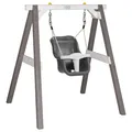 Babyschaukel,  Outdoor Schaukel mit Gestell aus Holz , grau & Weiß AXI