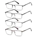 Fsread 4 Pack Lesebrille Herren Blaulichtfilter mit Federscharnieren Rectangular Reader Full Frame Ultraleicht Metallrahmen +2.5