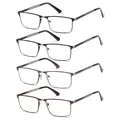 4 Pack Lesebrille Herren Blaulichtfilter mit Federscharnieren Rectangular Rea...