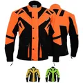 German Wear Motorradjacke Herren mit CE1-Protektoren - 5 Taschen, aus 4 Schichten, Winddicht, Reflektierend, lange Jacke - Abnehmbar & Washbar Thermofutter - Neonfarben Extra Sichtbarkeit - Orange - M