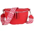 MIRROSI® Bauchtasche Damen, Veganleder 26x18x9cm, Umhängetasche, Brusttasche, Crossbody bag, Kunstleder leder, verstellbare Schulterriemen Bohemian Style (Rot)