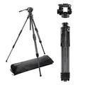 Manfrotto 500X Fluid Videokopf mit ONE Hybrid Carbon Stativ – Foto & Video Stativ Kit, 5kg Traglast, Nivelliersäule, 90° Horizontale Säule, Schnellwechsel-System, für DSLR & spiegellose Kameras