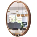 STOLARNIA PIKA Runder Badspiegel - Wandspiegel mit Holzrahmen (∅70 cm) - Spiegel Rund Holz Nussbaum - für Badezimmer, Flur, Wohnzimmer, Schlafzi... - Braun/Dunkelbraun