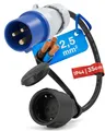 feletec CEE Adapter CEE Stecker auf Schuko Kupplung, 35cm Camping Strom-Kabel, IP44 Camping Verlängerungskabel, H07RN-F 3G2,5 Campingstecker Adapter 16A