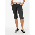 Fresh Made Caprihose Damen Caprihose Sommerhose mit buntem Gürtel Capri kurze Hose Sommerfarben grau XS