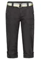 FRESH MADE Damen Capri-Hose 3/4-Shorts mit Metallic Gürtel Dark-Grey XS