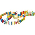 Hape Domino-Set aus Holz | Preisgekröntes Set aus Dominosteinen für Kinder, 107 stabile Dominosteine für vergnügliches Bauen und Stapeln